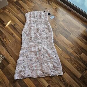 Elliatt Regina Cocktail Dress Womens Large Pink Floral Sequin Mermaid Gown